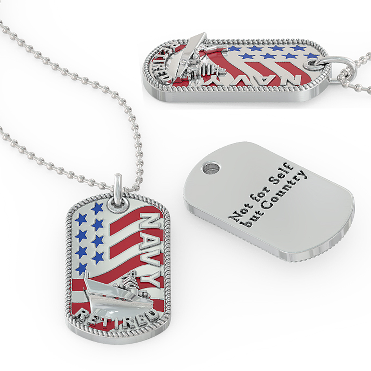 Navy Retired Dog Tag - Pendant and Ball Chain