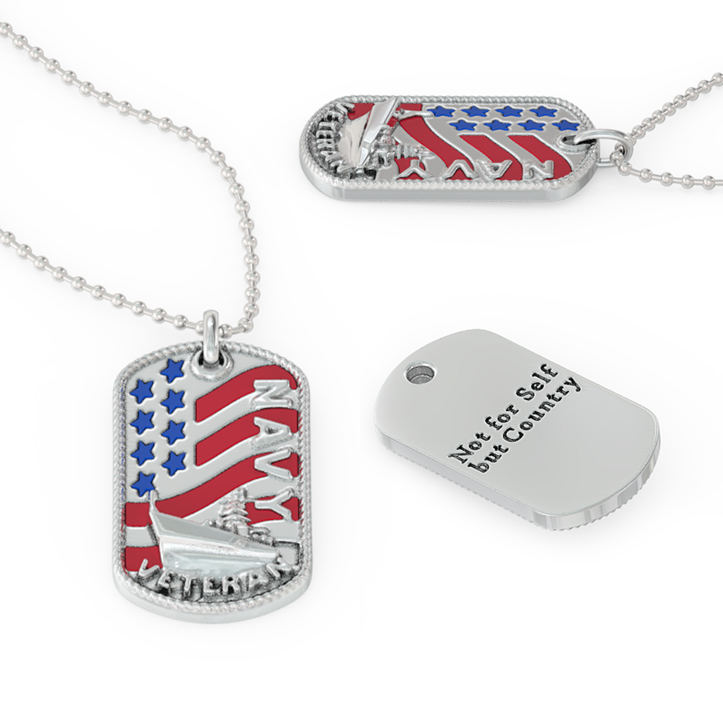 Navy Veteran Dog Tag - Pendant and Ball Chain