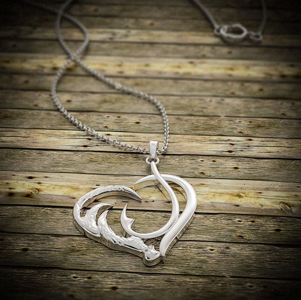 Fishing Heart Hook Pendent-Heart Hook Necklace
