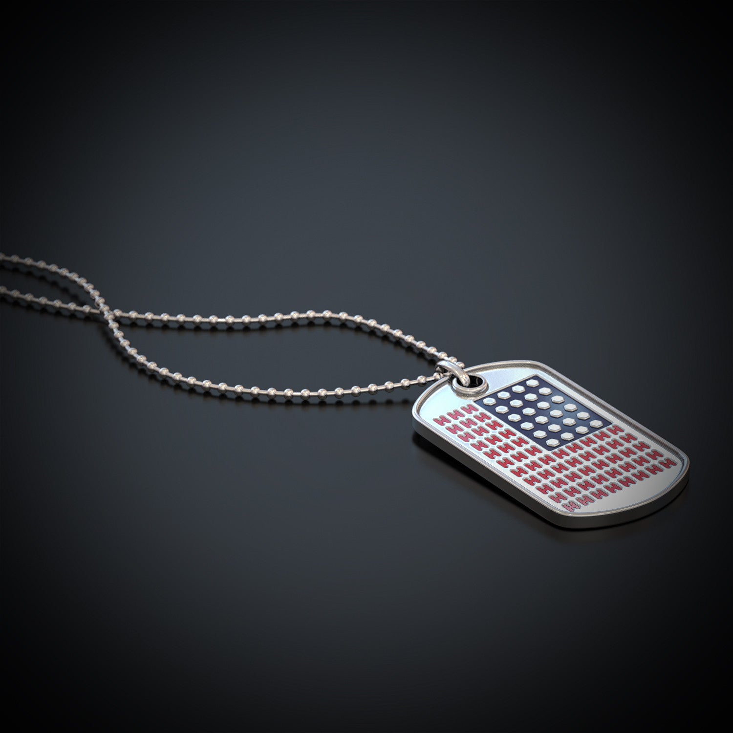 Ironworker Beams and Bolts American Flag Pendant Necklace