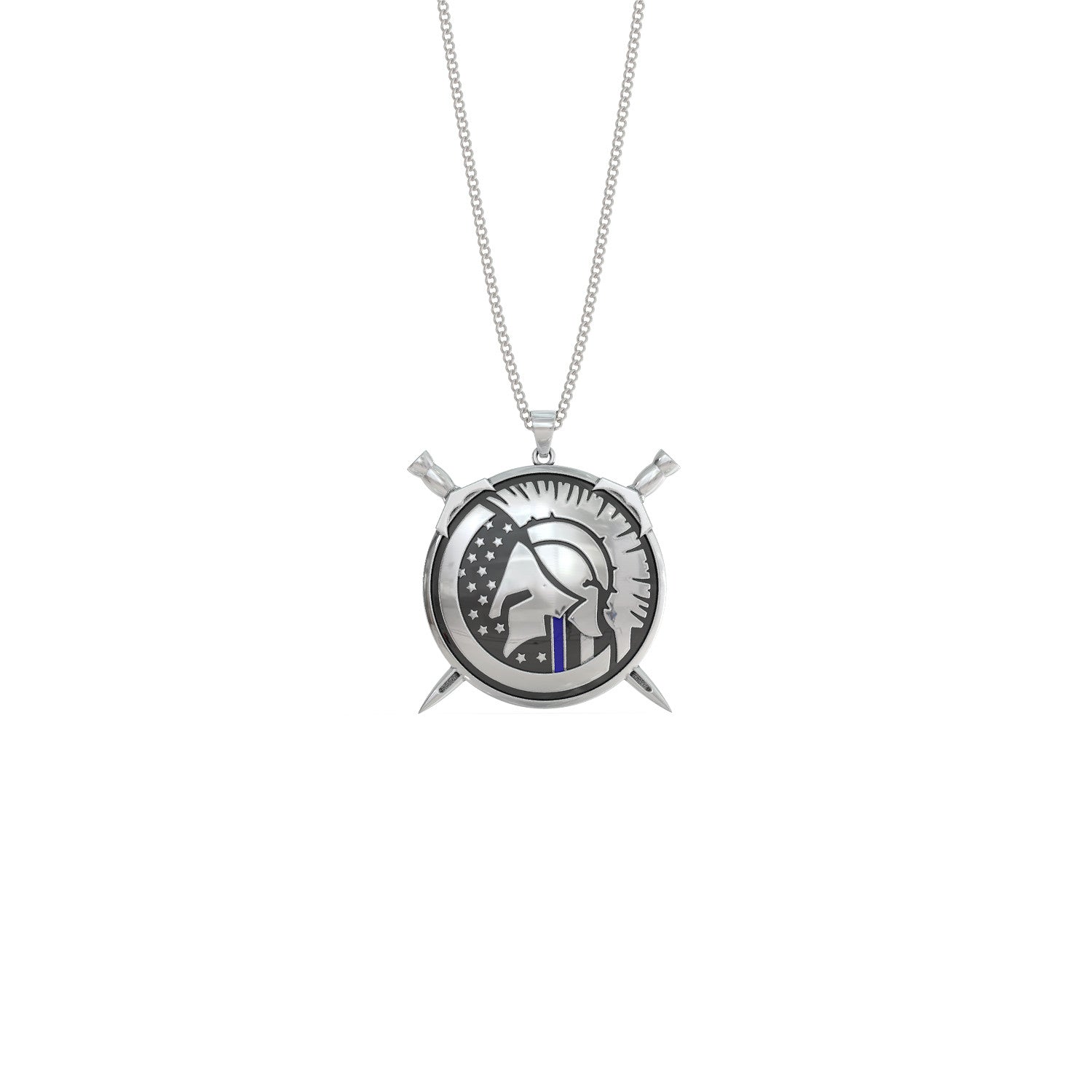 Thin Blue Line Spartan Pendant Necklace