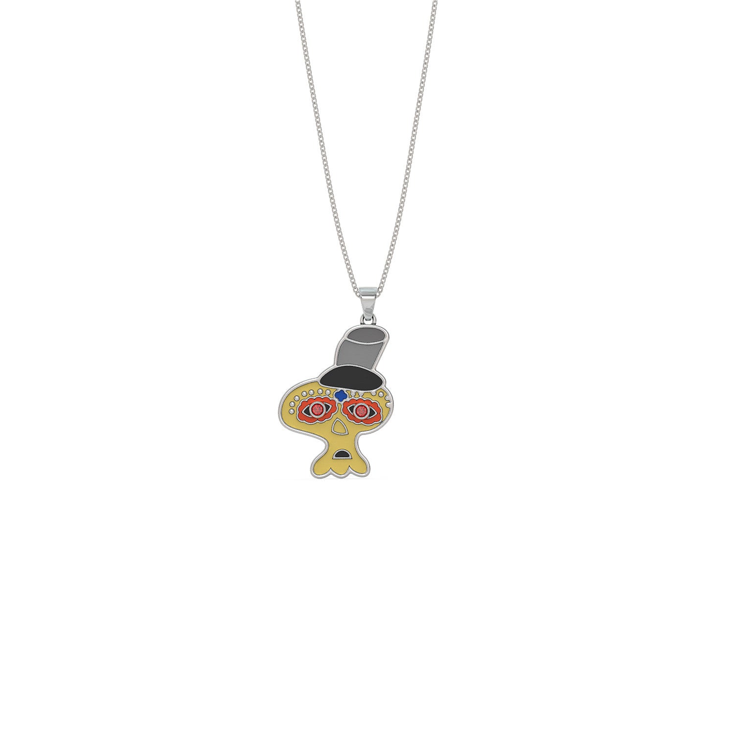 Skull in Hat Necklace