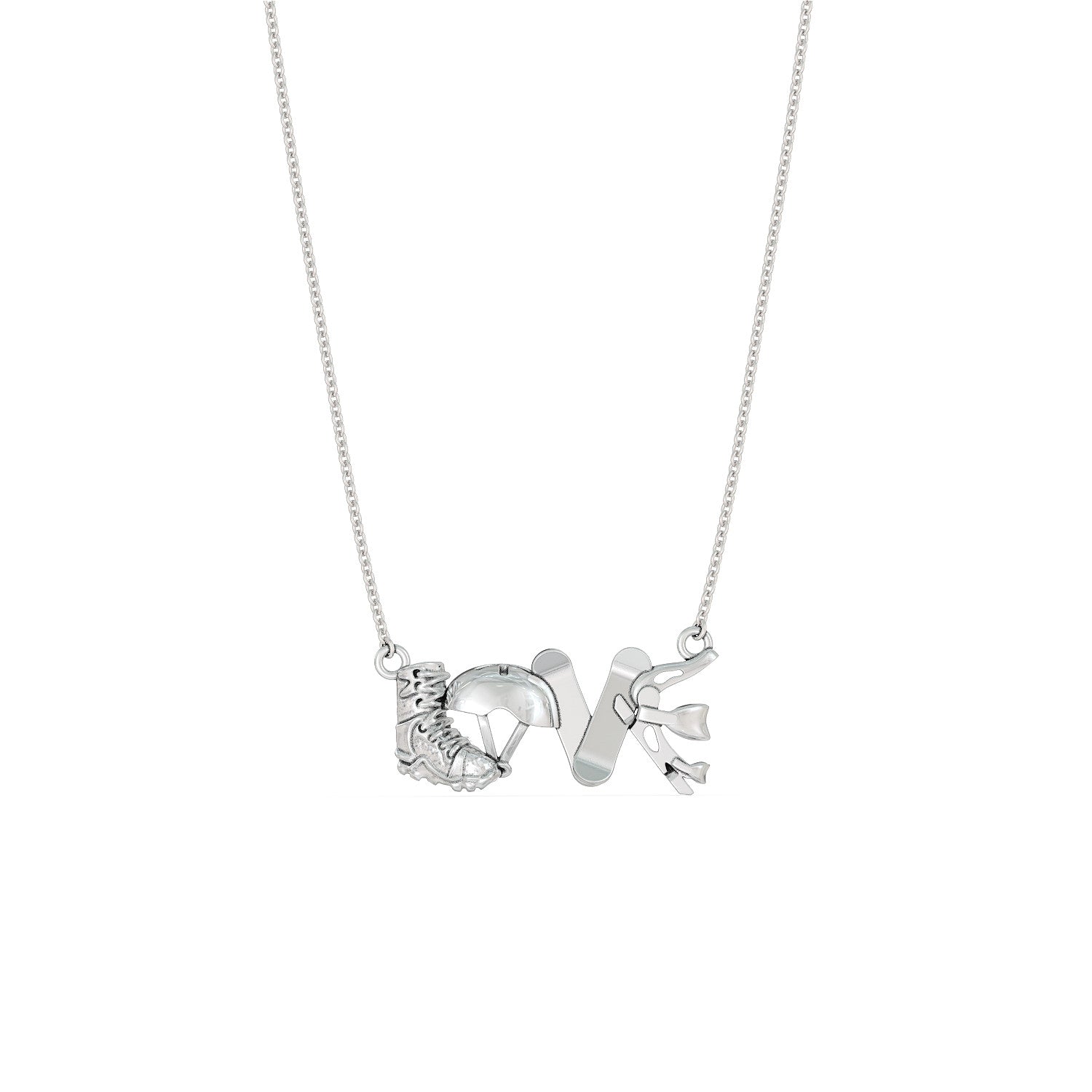 Snowboarding Love Pendant Necklace