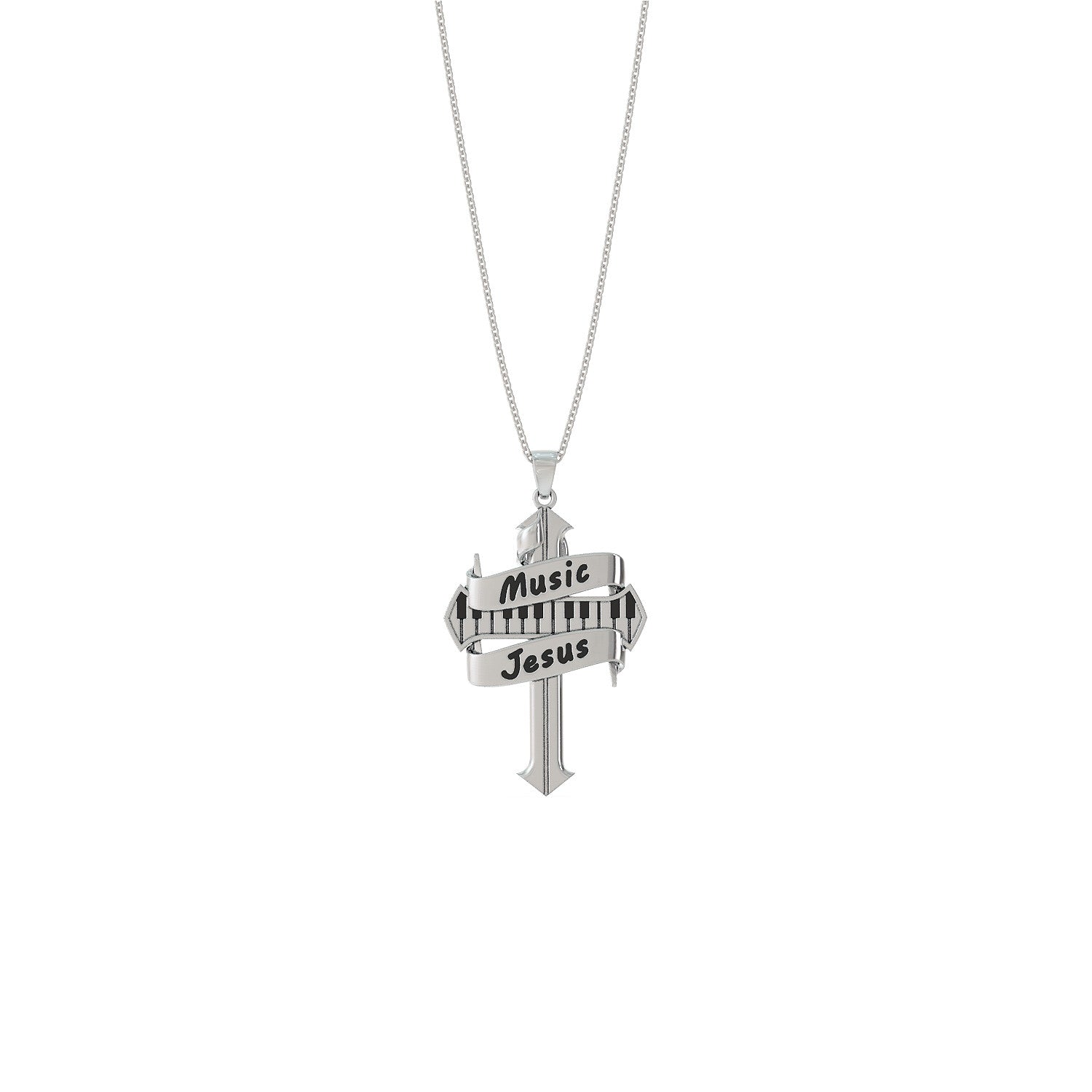 Music/Jesus Cross Necklace