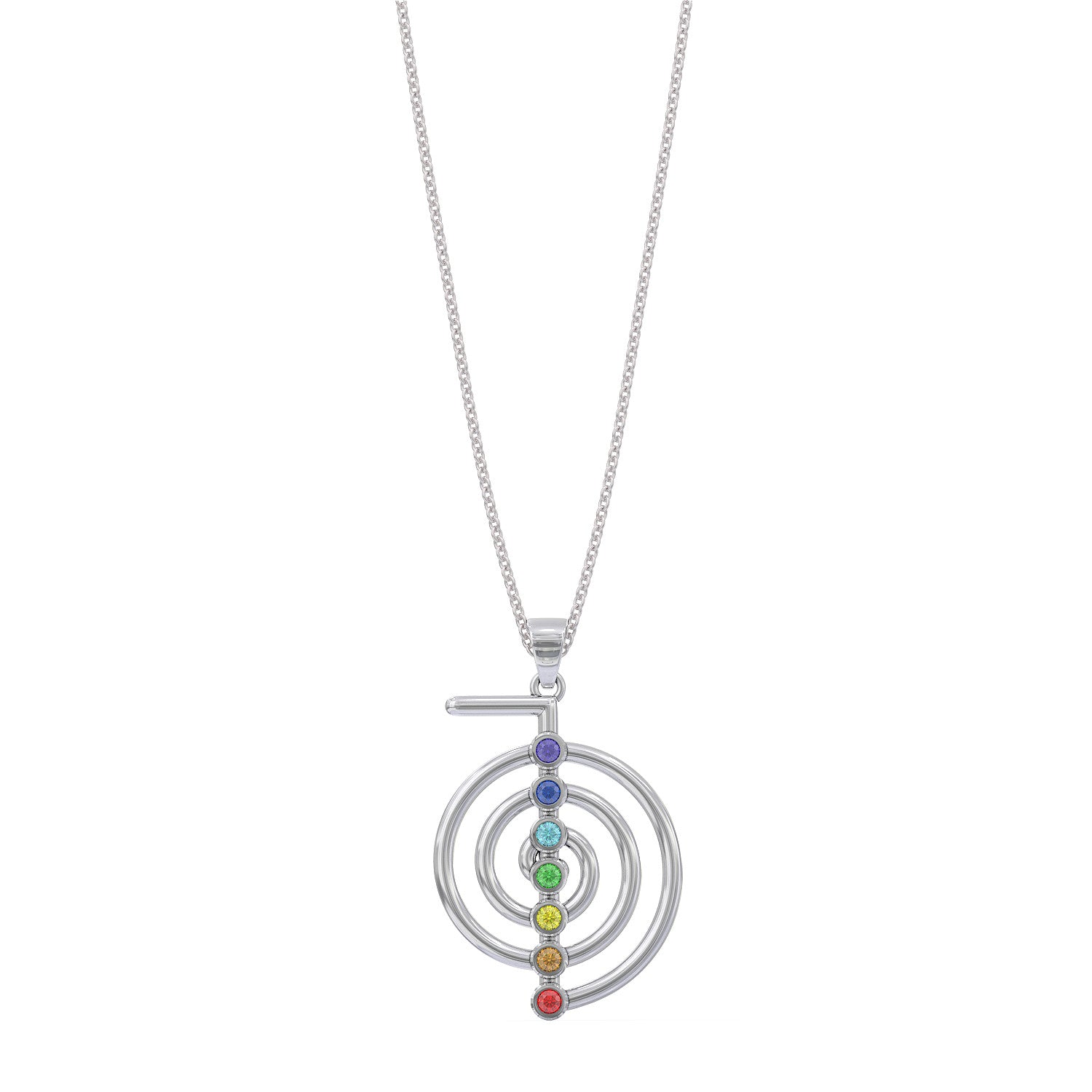 Reiki Cho Ku Rei Symbol With Chakra Stones Necklace