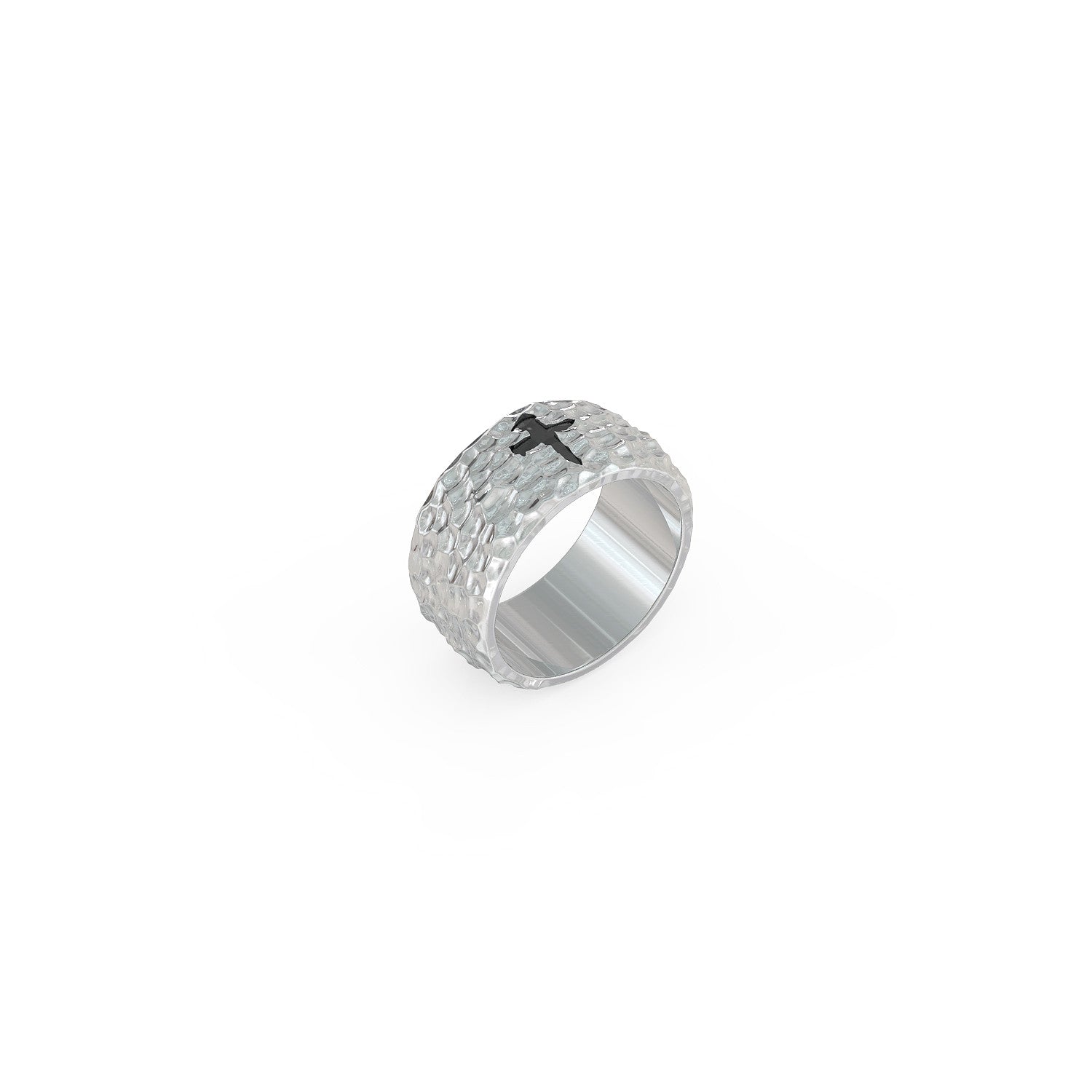 Textured Spike Cross Ring