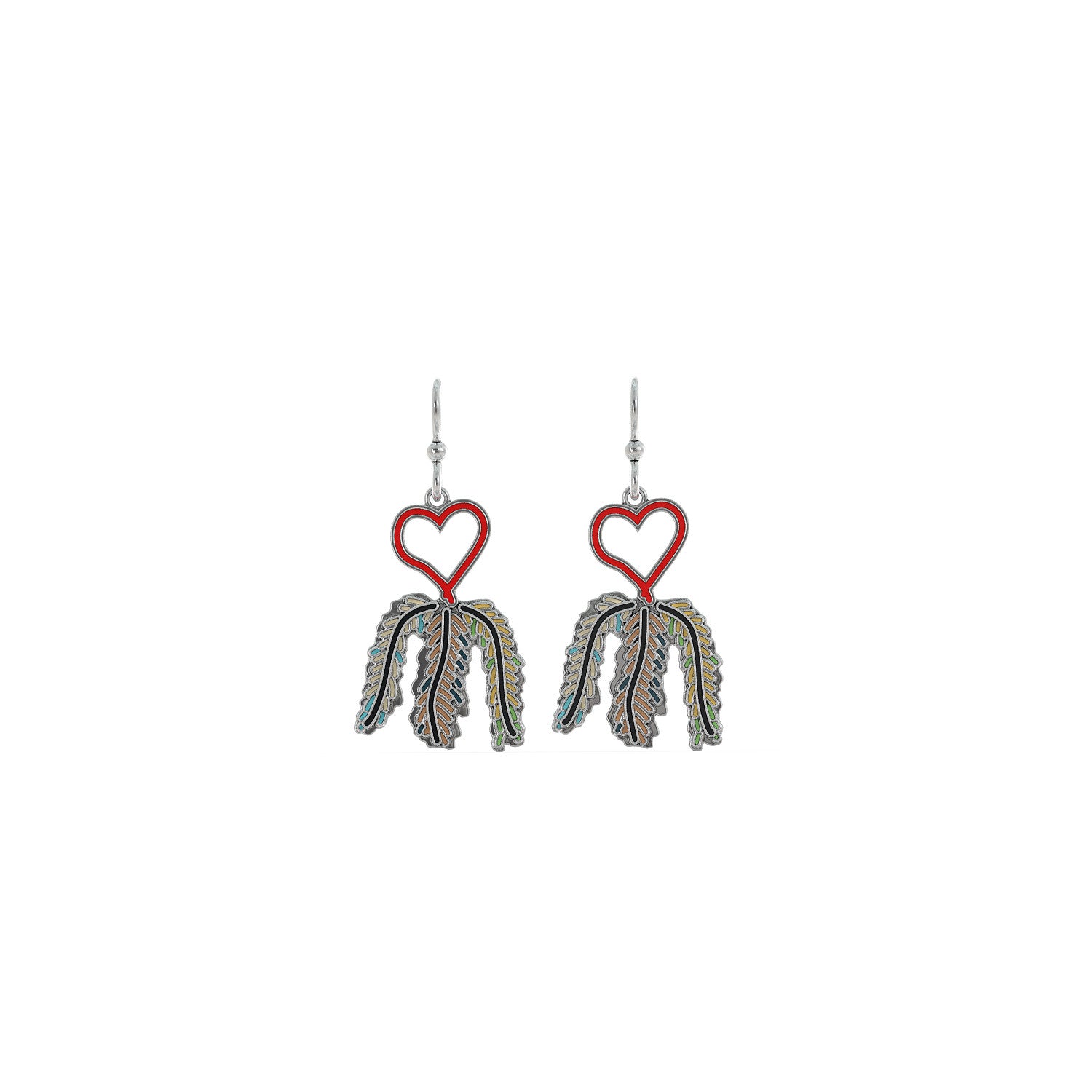Heart and Feathers Earrings