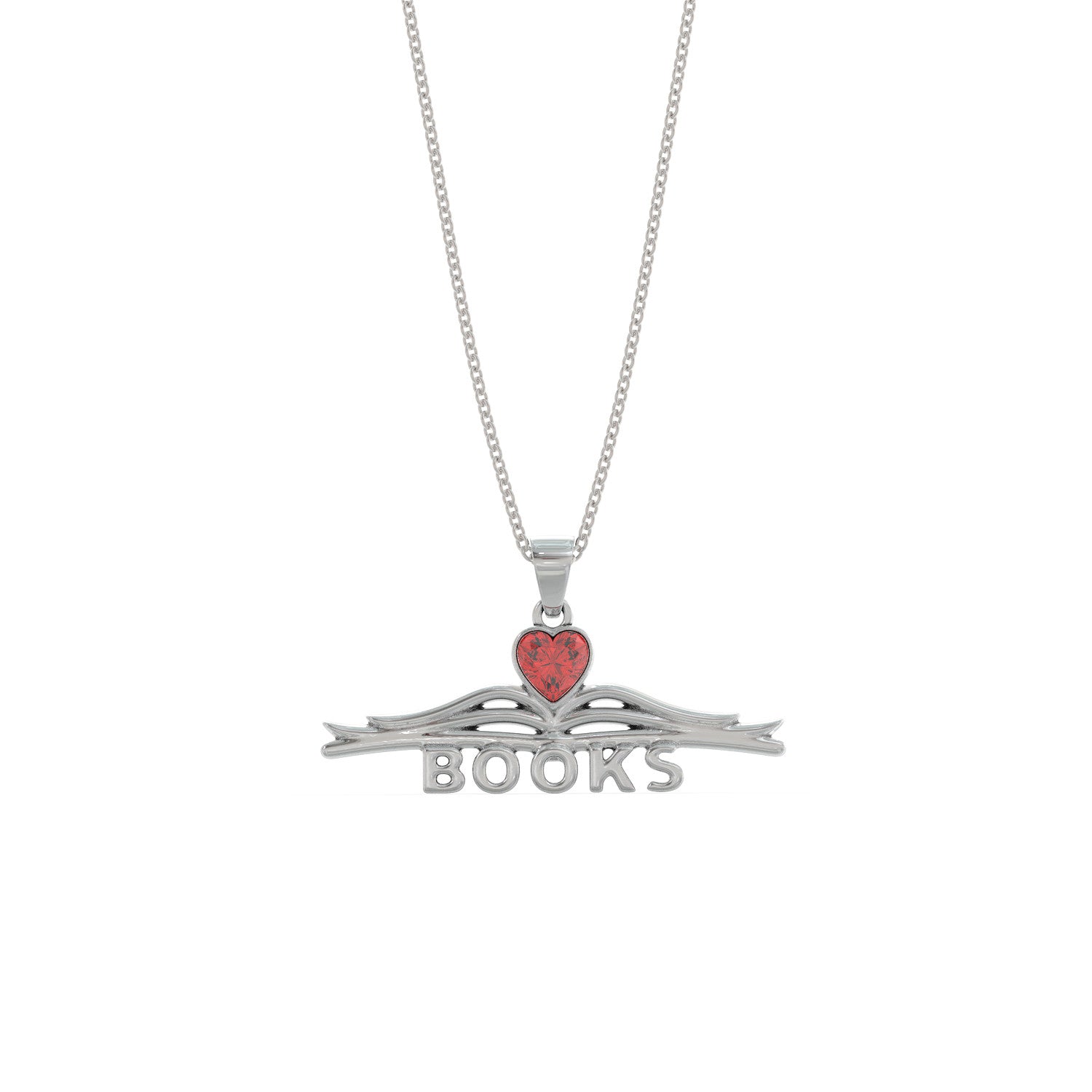 I Love Books Heart Necklace