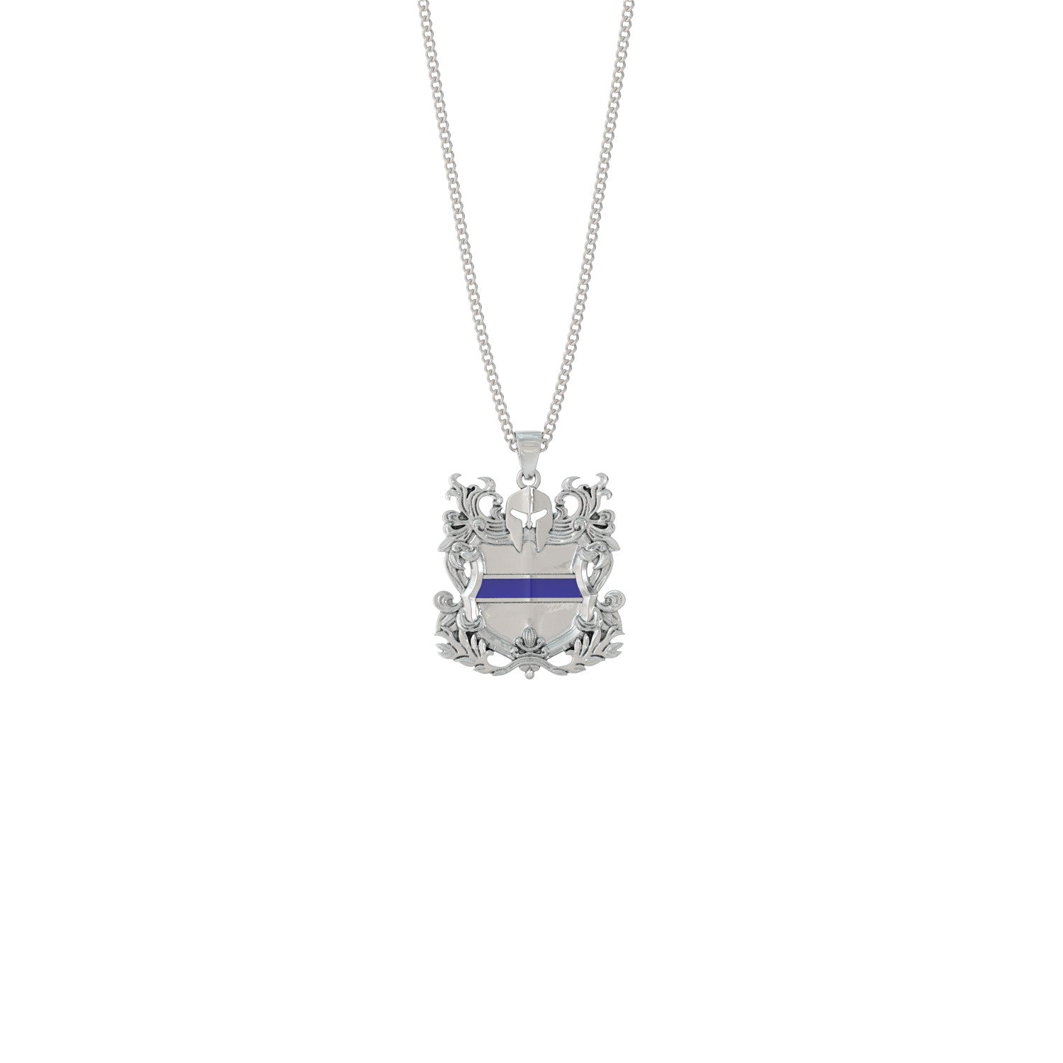 Thin Blue Line Shield Pendant Necklace
