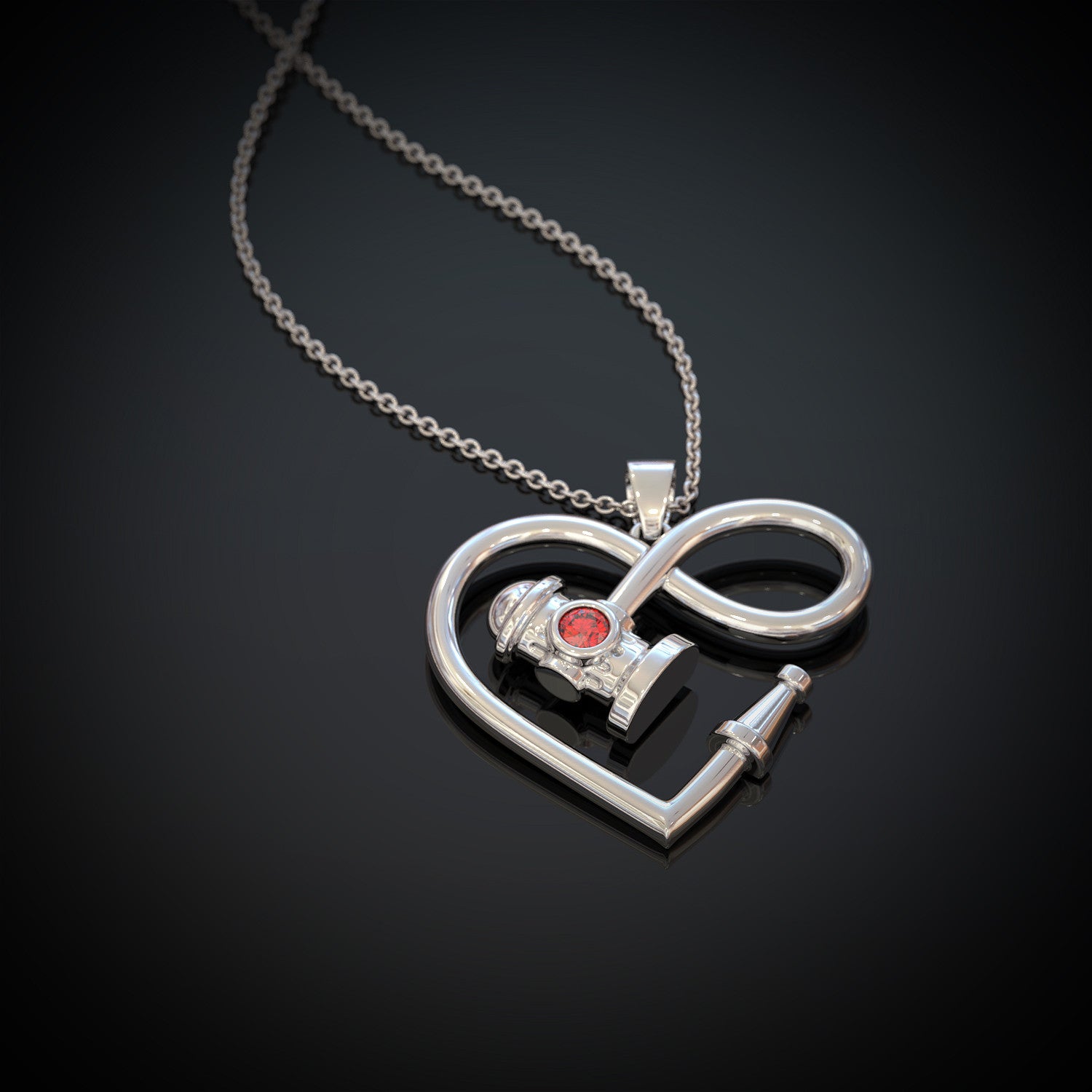 Firefighter Infinity Birthstone Necklace